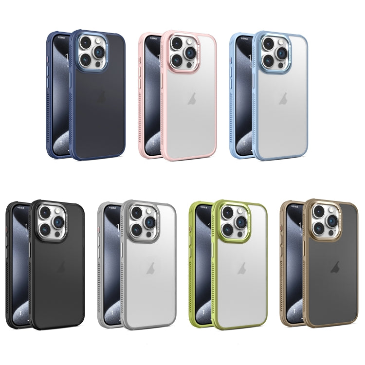 Hardware Side Cooling Skin Feel Frosted Metal Lens Frame Phone Case, For iPhone 15 Plus, For iPhone 15, For iPhone 14 Plus