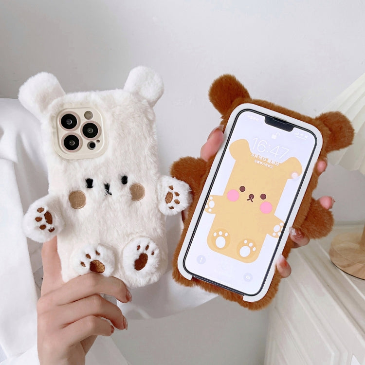 3D Smiling Little Bear Plush Phone Case, For iPhone 13 Pro Max, For iPhone 13 Pro, For iPhone 13, For iPhone 12, For iPhone 12 Pro Max, For iPhone 12 Pro