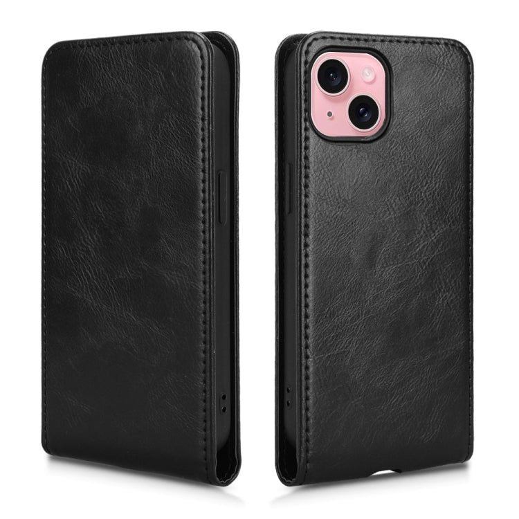 Magnetic Vertical Flip Leather Phone Case, For iPhone 15 Plus, For iPhone 15