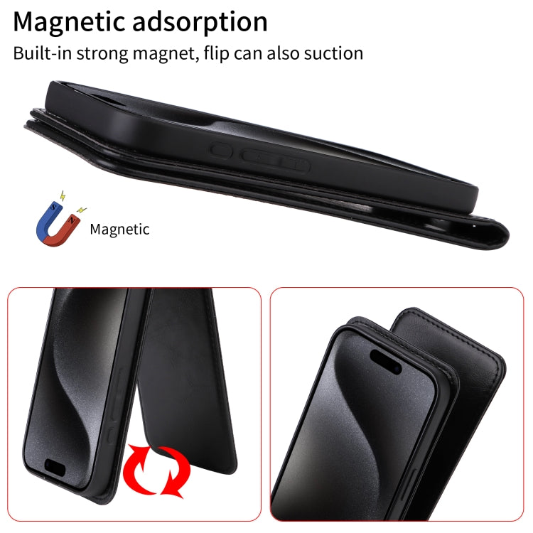 Magnetic Vertical Flip Leather Phone Case, For iPhone 15 Plus, For iPhone 15