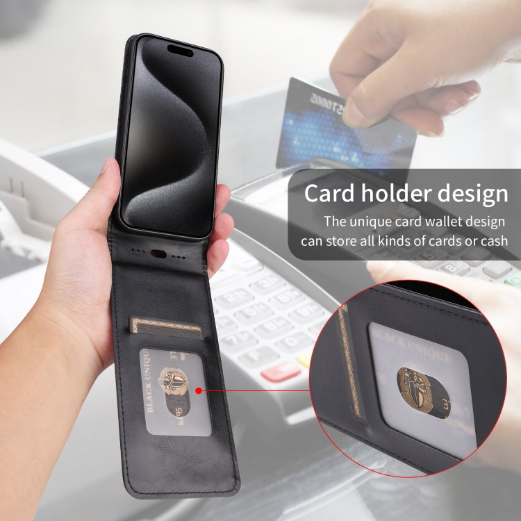 Magnetic Vertical Flip Leather Phone Case, For iPhone 15 Plus, For iPhone 15