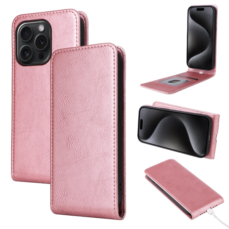 Magnetic Vertical Flip Leather Phone Case, For iPhone 16e, For iPhone 16 Pro Max, For iPhone 16 Pro, For iPhone 16 Plus, For iPhone 16, For iPhone 15 Pro