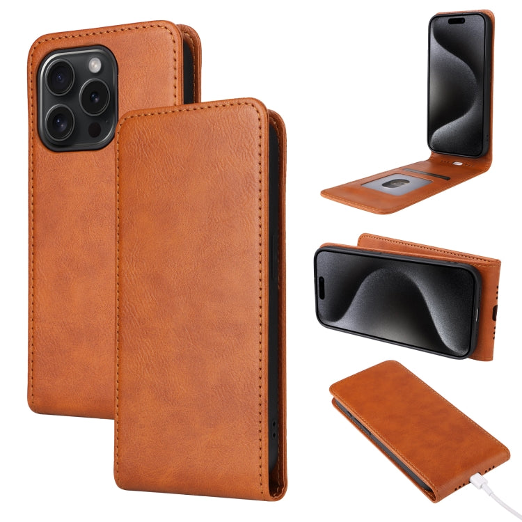 Magnetic Vertical Flip Leather Phone Case, For iPhone 16e, For iPhone 16 Pro Max, For iPhone 16 Pro, For iPhone 16 Plus, For iPhone 16, For iPhone 15 Pro
