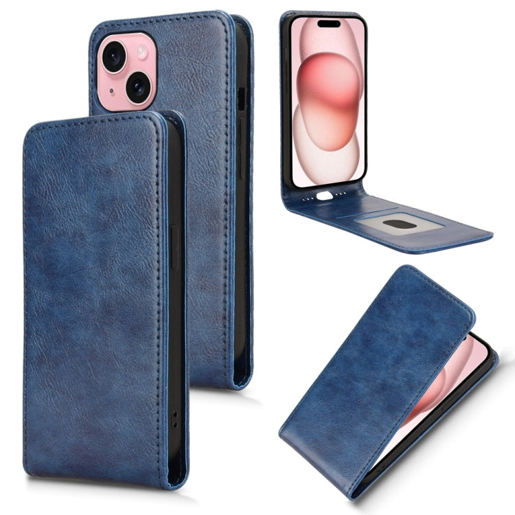 Magnetic Vertical Flip Leather Phone Case, For iPhone 15 Plus, For iPhone 15