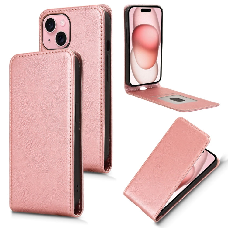 Magnetic Vertical Flip Leather Phone Case, For iPhone 15 Plus, For iPhone 15