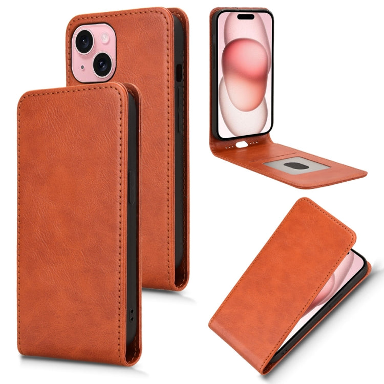 Magnetic Vertical Flip Leather Phone Case, For iPhone 15 Plus, For iPhone 15