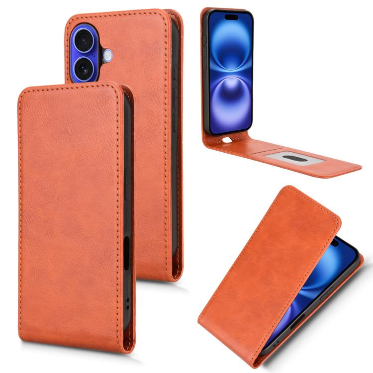 Magnetic Vertical Flip Leather Phone Case, For iPhone 16e, For iPhone 16 Pro Max, For iPhone 16 Pro, For iPhone 16 Plus, For iPhone 16, For iPhone 15 Pro