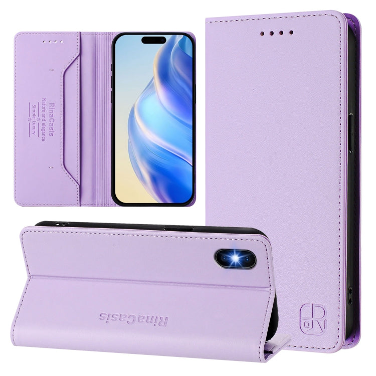 RC01 Dual-Folded Magnetic Suction RFID Leather Phone Case