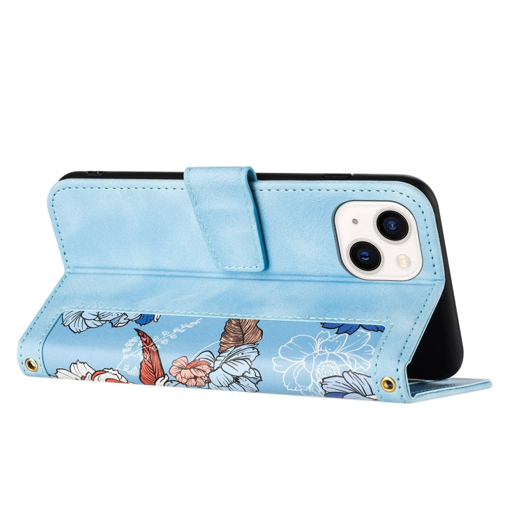 Floral Pattern Leather Phone Case with Lanyard, For iPhone 13 Pro, For iPhone 13, For iPhone 13 mini, For iPhone 12 / 12 Pro, For iPhone 12 Pro Max