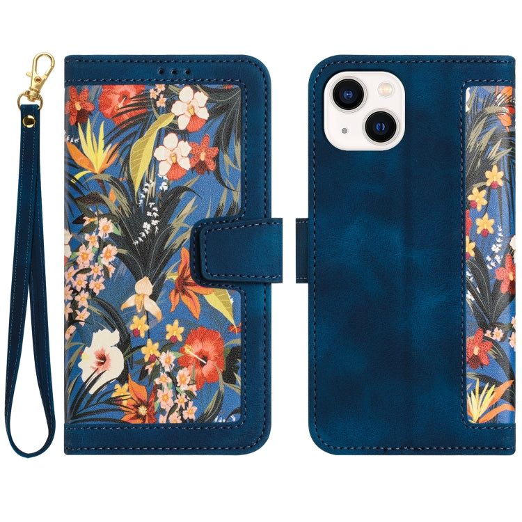 Floral Pattern Leather Phone Case with Lanyard, For iPhone 13 Pro, For iPhone 13, For iPhone 13 mini, For iPhone 12 / 12 Pro, For iPhone 12 Pro Max