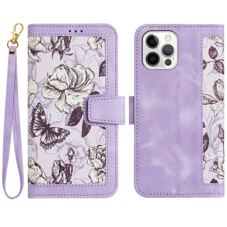 Floral Pattern Leather Phone Case with Lanyard, For iPhone 13 Pro, For iPhone 13, For iPhone 13 mini, For iPhone 12 / 12 Pro, For iPhone 12 Pro Max