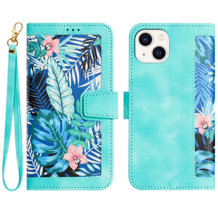 Floral Pattern Leather Phone Case with Lanyard, For iPhone 13 Pro, For iPhone 13, For iPhone 13 mini, For iPhone 12 / 12 Pro, For iPhone 12 Pro Max