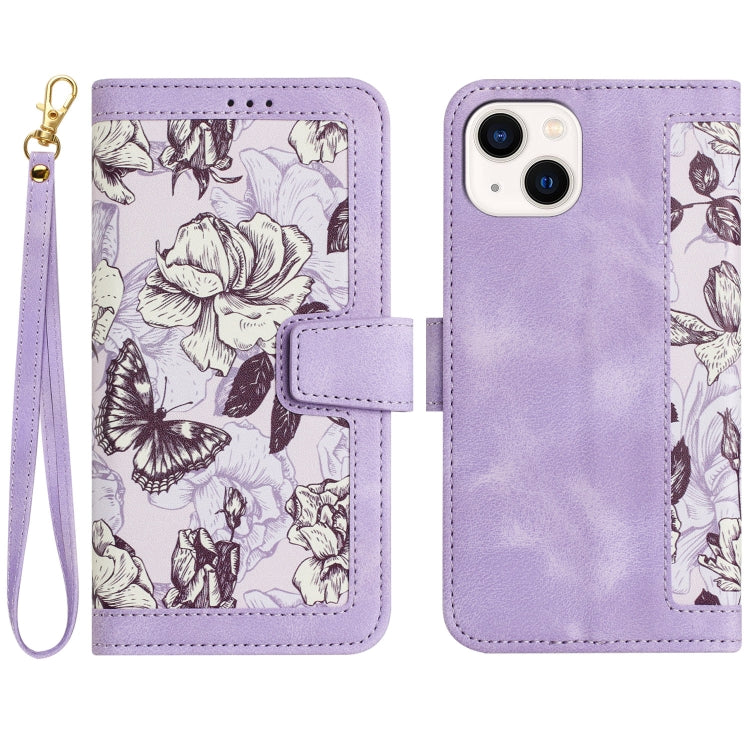 Floral Pattern Leather Phone Case with Lanyard, For iPhone 13 Pro, For iPhone 13, For iPhone 13 mini, For iPhone 12 / 12 Pro, For iPhone 12 Pro Max