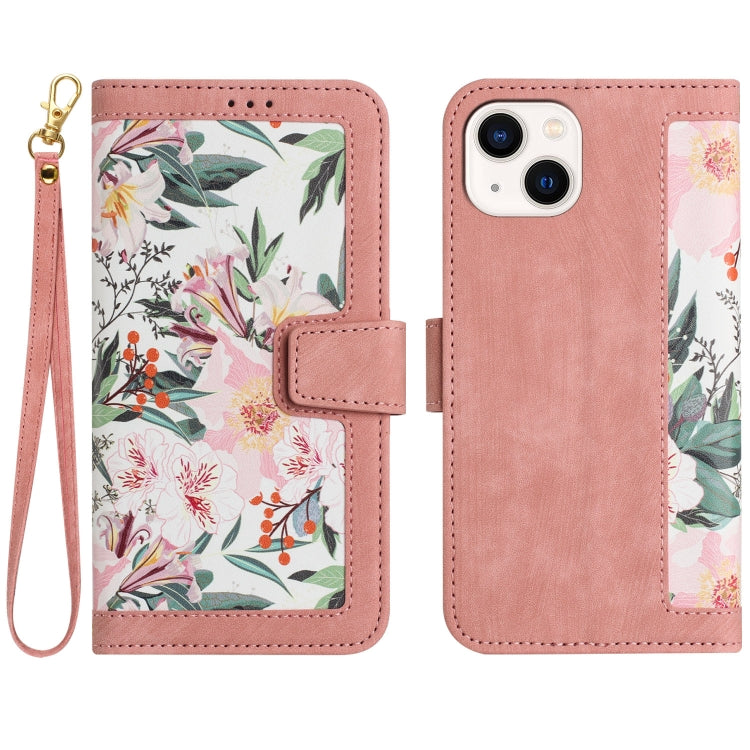 Floral Pattern Leather Phone Case with Lanyard, For iPhone 13 Pro, For iPhone 13, For iPhone 13 mini, For iPhone 12 / 12 Pro, For iPhone 12 Pro Max