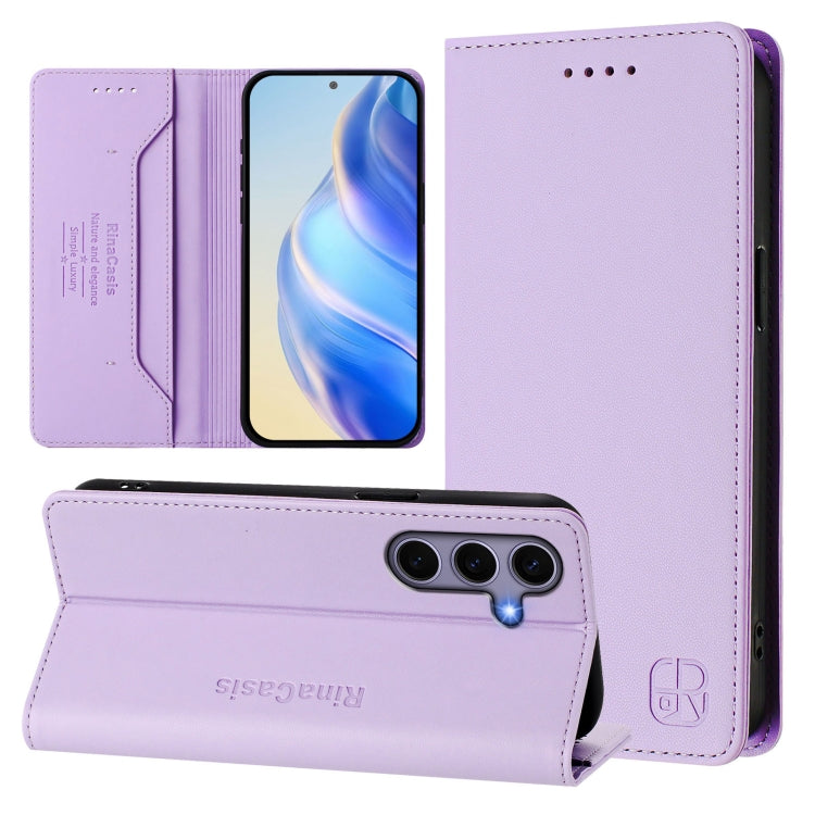RC01 Dual-Folded Magnetic Suction RFID Leather Phone Case