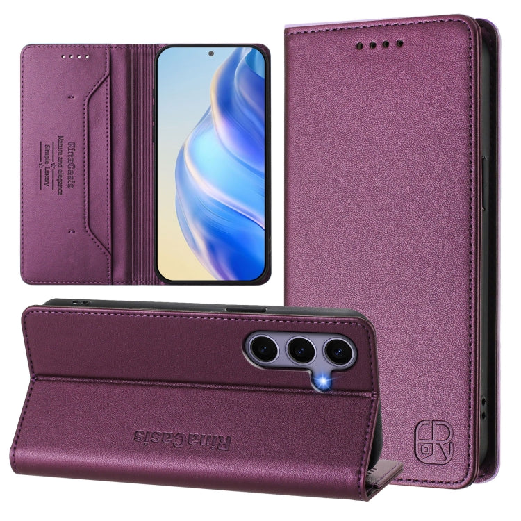 RC01 Dual-Folded Magnetic Suction RFID Leather Phone Case