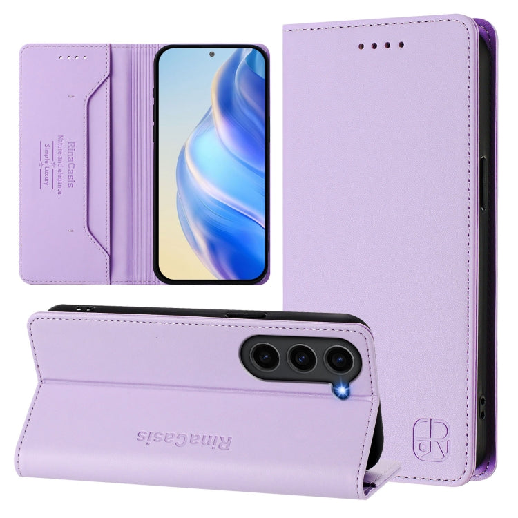 RC01 Dual-Folded Magnetic Suction RFID Leather Phone Case