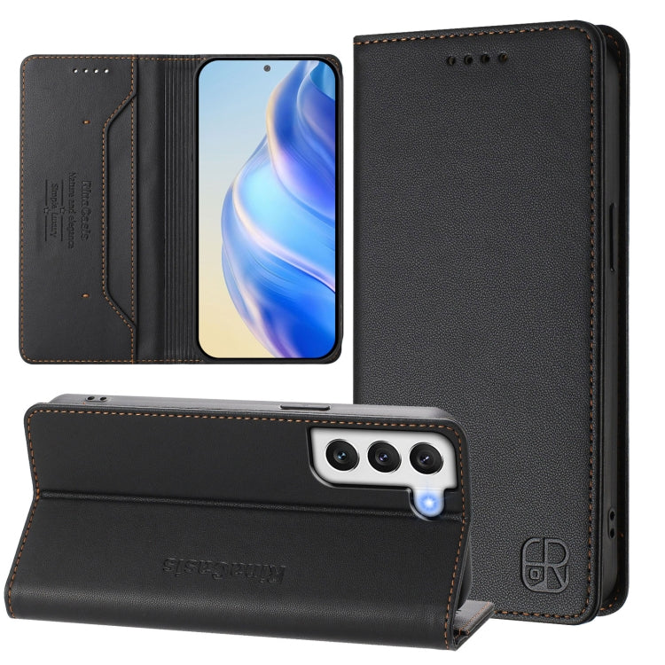 RC01 Dual-Folded Magnetic Suction RFID Leather Phone Case