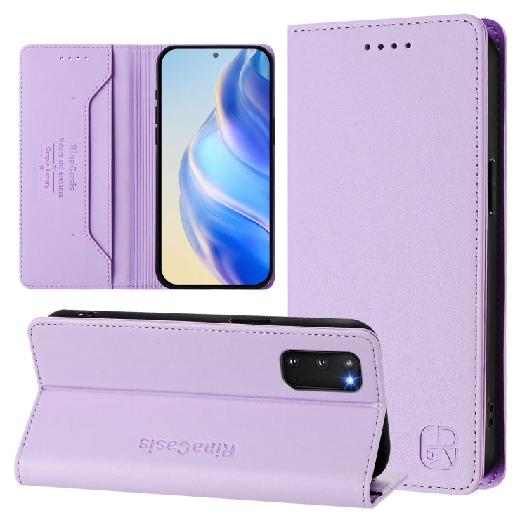 RC01 Dual-Folded Magnetic Suction RFID Leather Phone Case