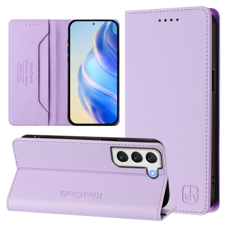 RC01 Dual-Folded Magnetic Suction RFID Leather Phone Case