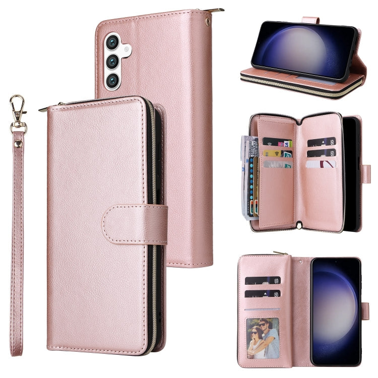 9-Card Slots Zipper Wallet Bag Leather Phone Case, For Samsung Galaxy S25 FE 5G, For Samsung Galaxy S25 Edge 5G, For Samsung Galaxy S25 5G, For Samsung Galaxy S25+ 5G