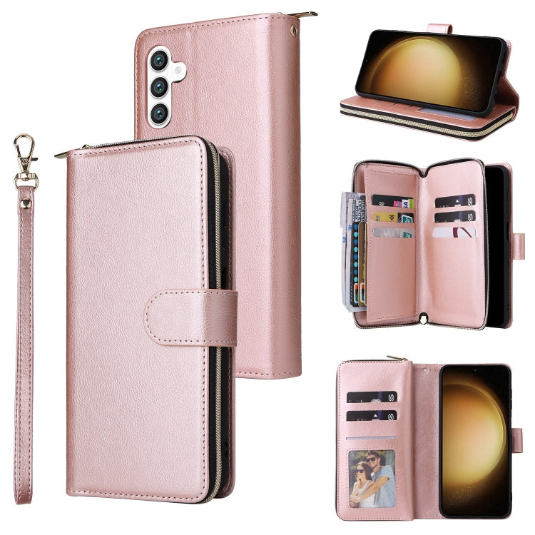 9-Card Slots Zipper Wallet Bag Leather Phone Case, For Samsung Galaxy S25 FE 5G, For Samsung Galaxy S25 Edge 5G, For Samsung Galaxy S25 5G, For Samsung Galaxy S25+ 5G