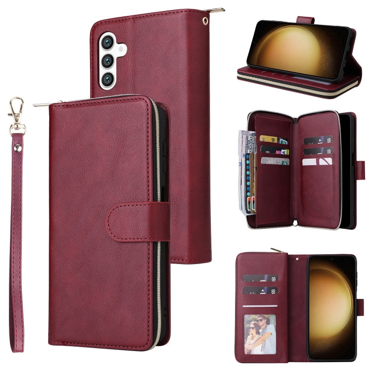 9-Card Slots Zipper Wallet Bag Leather Phone Case, For Samsung Galaxy S25 FE 5G, For Samsung Galaxy S25 Edge 5G, For Samsung Galaxy S25 5G, For Samsung Galaxy S25+ 5G