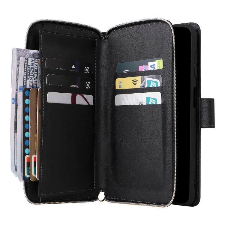 9-Card Slots Zipper Wallet Bag Leather Phone Case, For Samsung Galaxy S25 FE 5G, For Samsung Galaxy S25 Edge 5G, For Samsung Galaxy S25 5G, For Samsung Galaxy S25+ 5G
