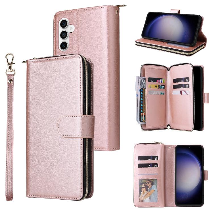 9-Card Slots Zipper Wallet Bag Leather Phone Case, For Samsung Galaxy S25 FE 5G, For Samsung Galaxy S25 Edge 5G, For Samsung Galaxy S25 5G, For Samsung Galaxy S25+ 5G
