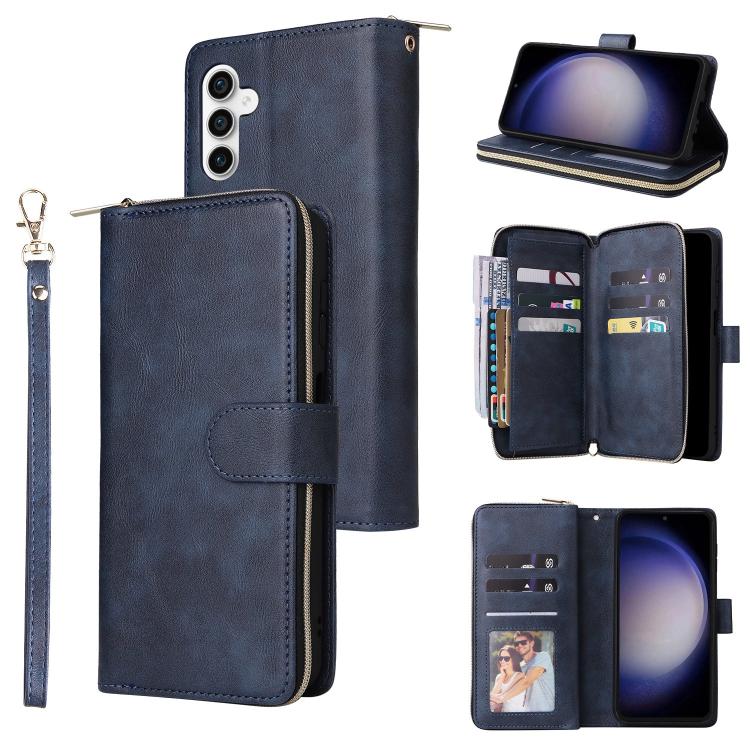 9-Card Slots Zipper Wallet Bag Leather Phone Case, For Samsung Galaxy S25 FE 5G, For Samsung Galaxy S25 Edge 5G, For Samsung Galaxy S25 5G, For Samsung Galaxy S25+ 5G