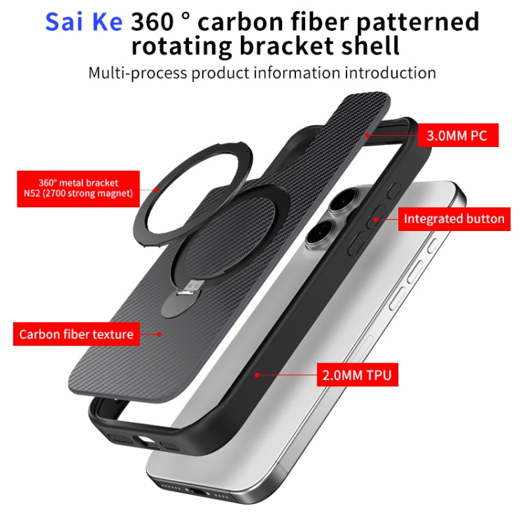 Carbon Fiber Texture 360 MagSafe Holder Phone Case