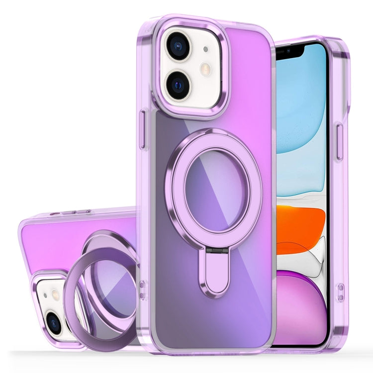 Plating Gradient Discolor MagSafe Holder Phone Case, For iPhone 11