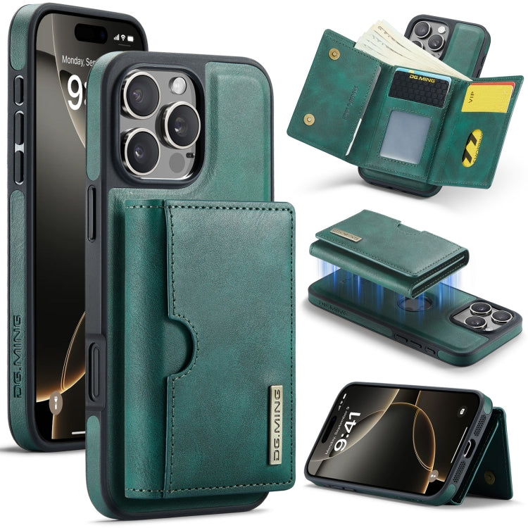 DG.MING M6 Series RFID Tri-fold Card Bag Removable Leather Phone Case, For iPhone 16e, For iPhone 16 Pro Max, For iPhone 16 Pro, For iPhone 16 Plus