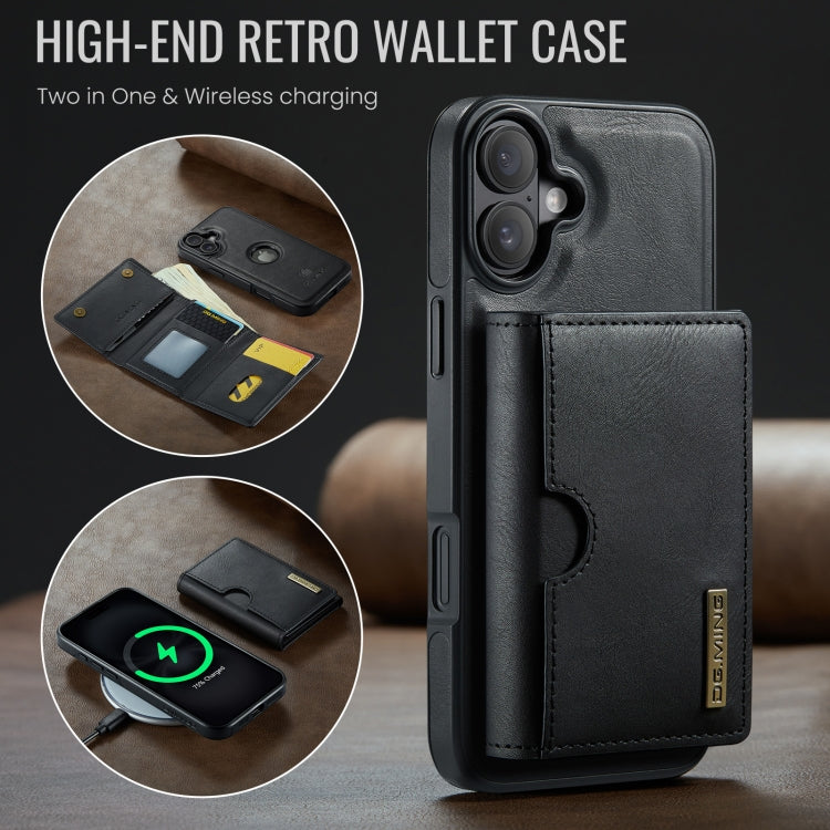 DG.MING M6 Series RFID Tri-fold Card Bag Removable Leather Phone Case, For iPhone 16