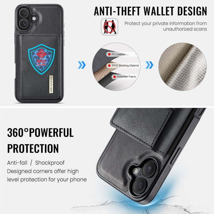 DG.MING M6 Series RFID Tri-fold Card Bag Removable Leather Phone Case, For iPhone 16