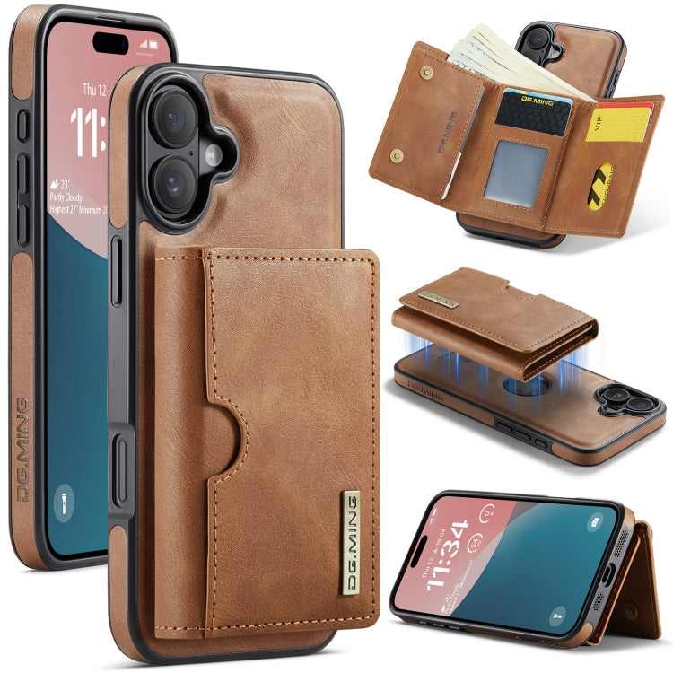 DG.MING M6 Series RFID Tri-fold Card Bag Removable Leather Phone Case, For iPhone 16