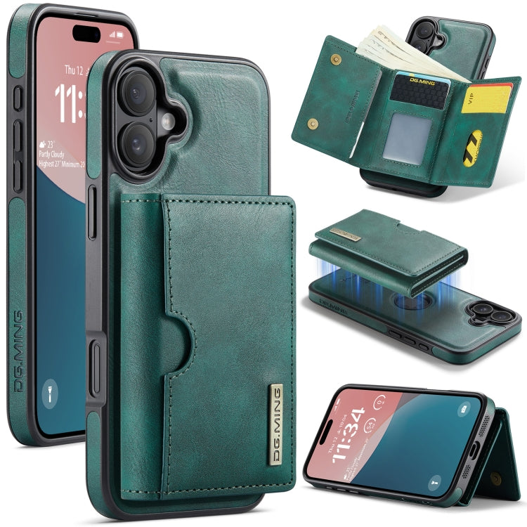 DG.MING M6 Series RFID Tri-fold Card Bag Removable Leather Phone Case, For iPhone 16