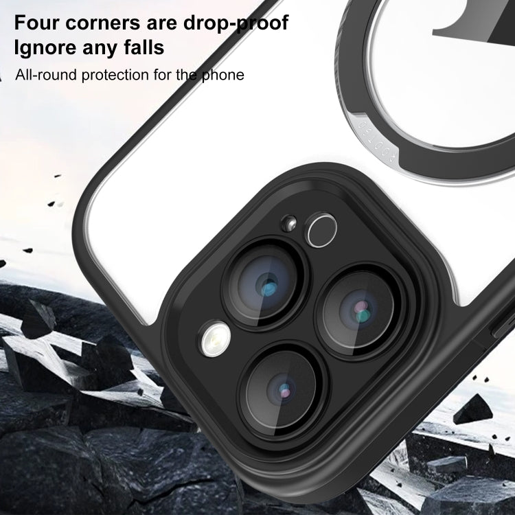 Full Coverage Lens Film MagSafe Holder Transparent Phone Case, For iPhone 15 Pro Max, For iPhone 15 Pro, For iPhone 15, For iPhone 14