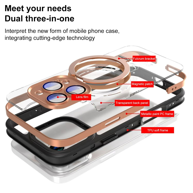 Full Coverage Lens Film MagSafe Holder Transparent Phone Case, For iPhone 15 Pro Max, For iPhone 15 Pro, For iPhone 15, For iPhone 14
