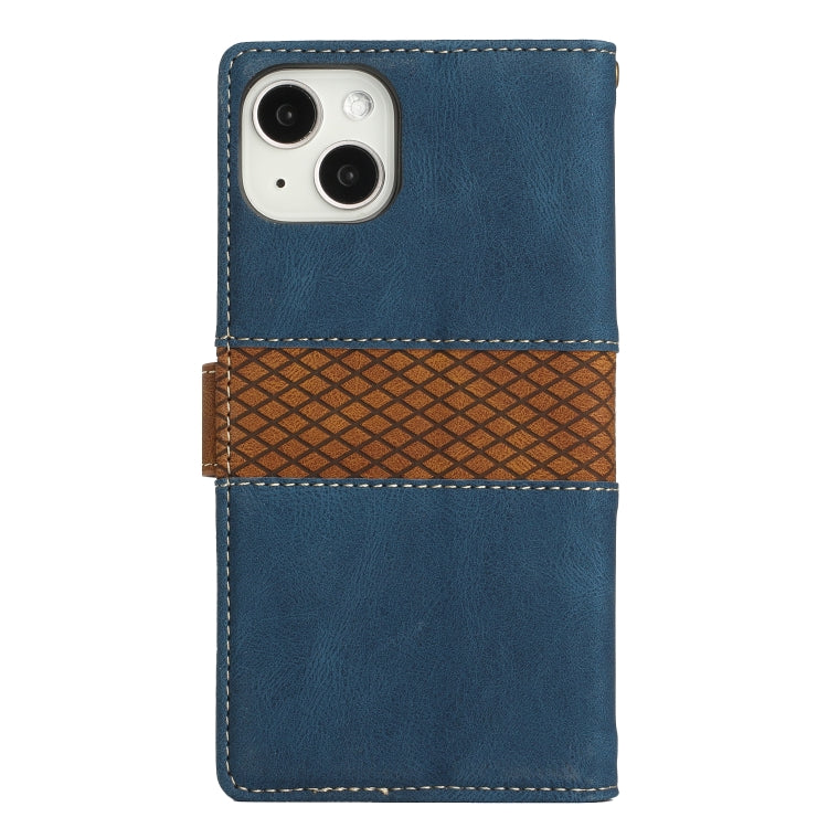 Grid Stitching Leather Phone Case with Lanyard