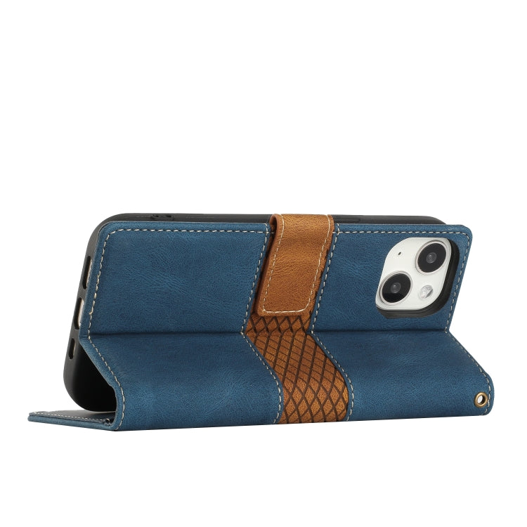 Grid Stitching Leather Phone Case with Lanyard