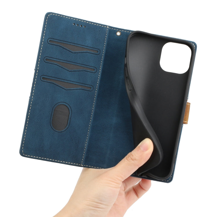 Grid Stitching Leather Phone Case with Lanyard