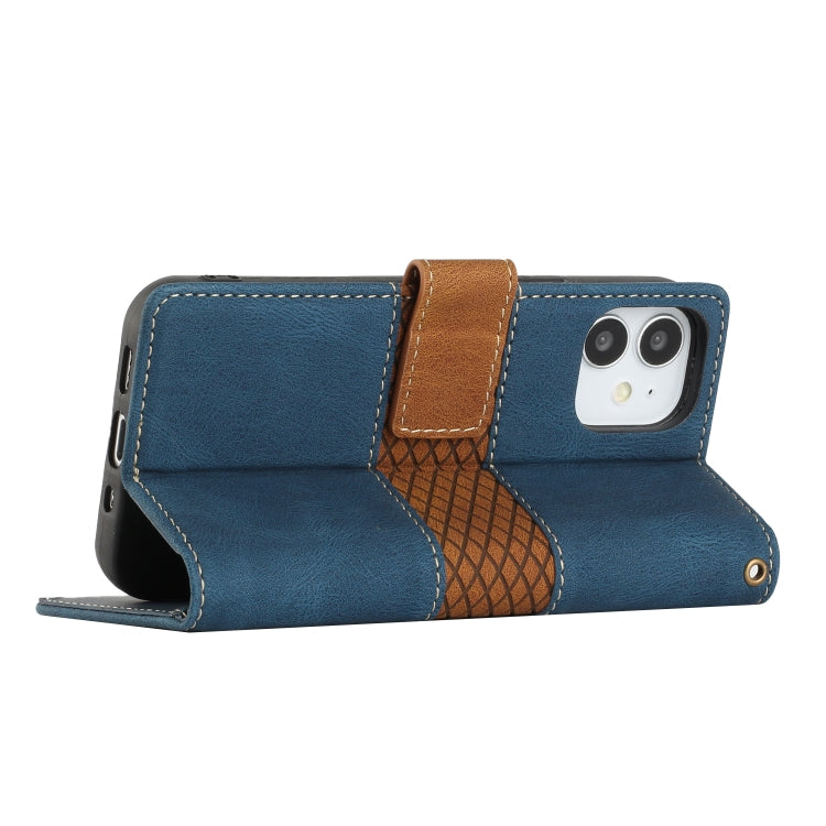 Grid Stitching Leather Phone Case with Lanyard