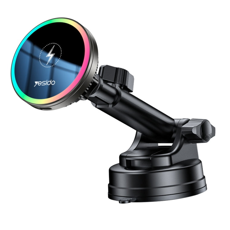 Yesido C315 15W Suction Cup Air Vent Car Wireless Charging Holder with RGB Lighting