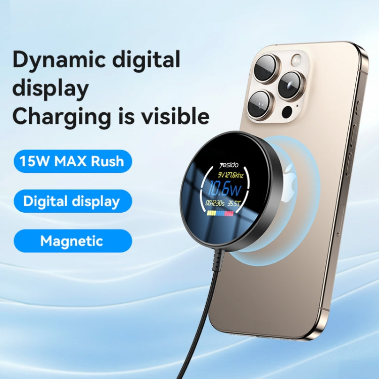 Yesido DS28 15W Smart Digital Display Magnetic Wireless Charger