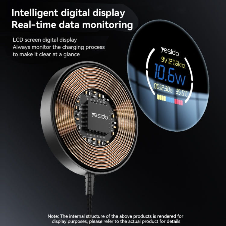 Yesido DS28 15W Smart Digital Display Magnetic Wireless Charger