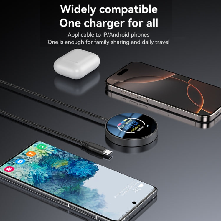 Yesido DS28 15W Smart Digital Display Magnetic Wireless Charger
