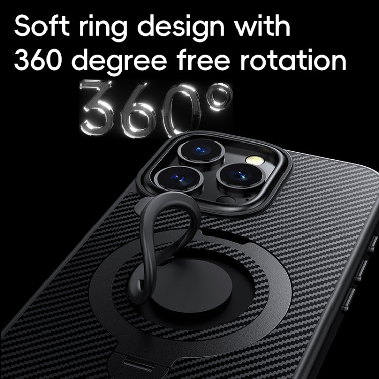 Carbon Fiber MagSafe Phone Case with 360 Degree Rotating Holder, For iPhone 16 Pro Max, For iPhone 16 Pro, For iPhone 16 Plus, For iPhone 16