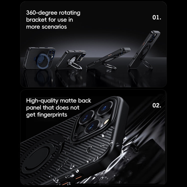 Carbon Fiber MagSafe Phone Case with 360 Degree Rotating Holder, For iPhone 16 Pro Max, For iPhone 16 Pro, For iPhone 16 Plus, For iPhone 16