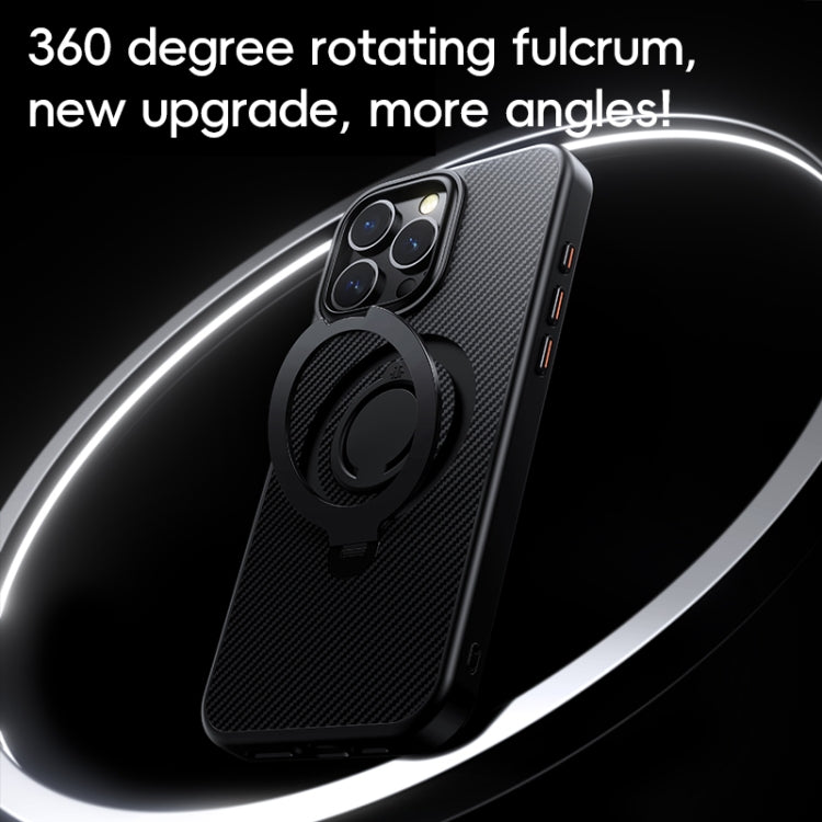 Carbon Fiber MagSafe Phone Case with 360 Degree Rotating Holder, For iPhone 16 Pro Max, For iPhone 16 Pro, For iPhone 16 Plus, For iPhone 16
